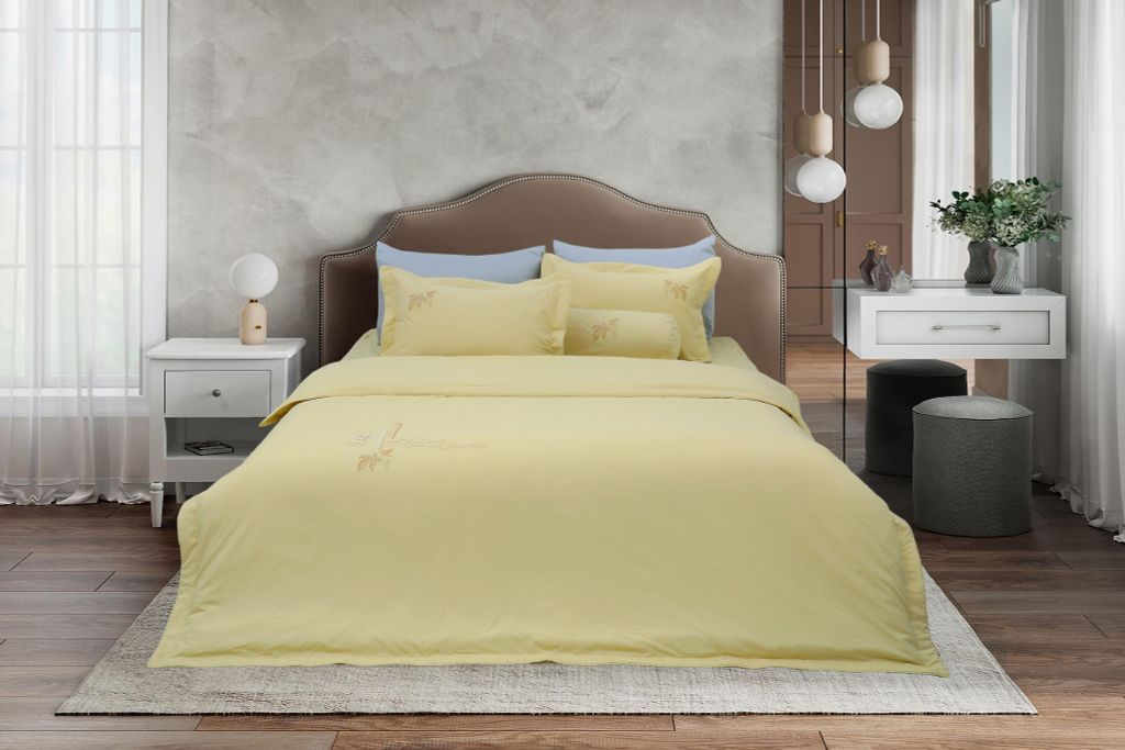 Chăn ga gối thêu Adore SH_AC25 206 màu vàng