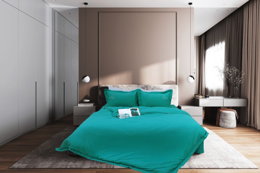 Chăn ga gối thêu Adore SH_AC25 204 xanh ngọc
